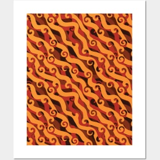 Abstract Diagonal Lines with Swirls Seamless Surface Pattern Design Posters and Art